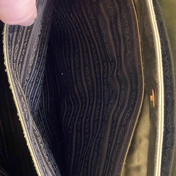 Prada Vintage Raso Catena Shoulder Bag Tote Green Satin with Gold Chain - Picture 8 of 11